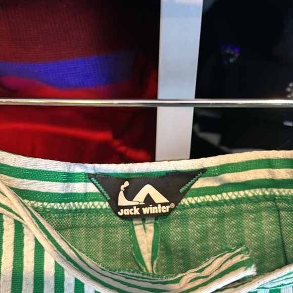 Vintage 70’s Jack Winter green/white striped wide leg trousers size 4​ - Picture 3 of 4